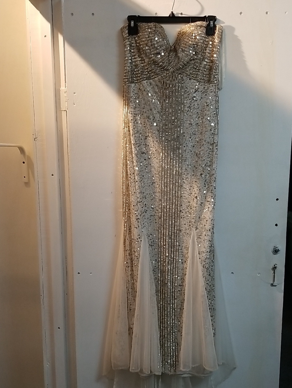 Strapless Gold Sequin Evening Gown